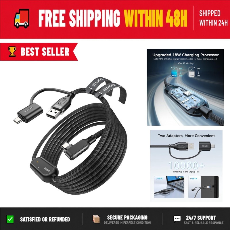 AMVR Link Cable 16FT for Meta Quest 3/3S/2 & Pico 4 - USB 3.0