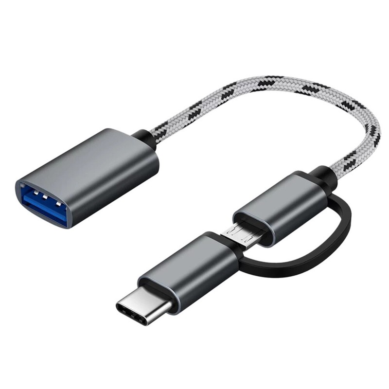 2 in 1 USB OTG Cable Type-C/Micro-USB to USB 3.0 Adapter Braided Designed1660