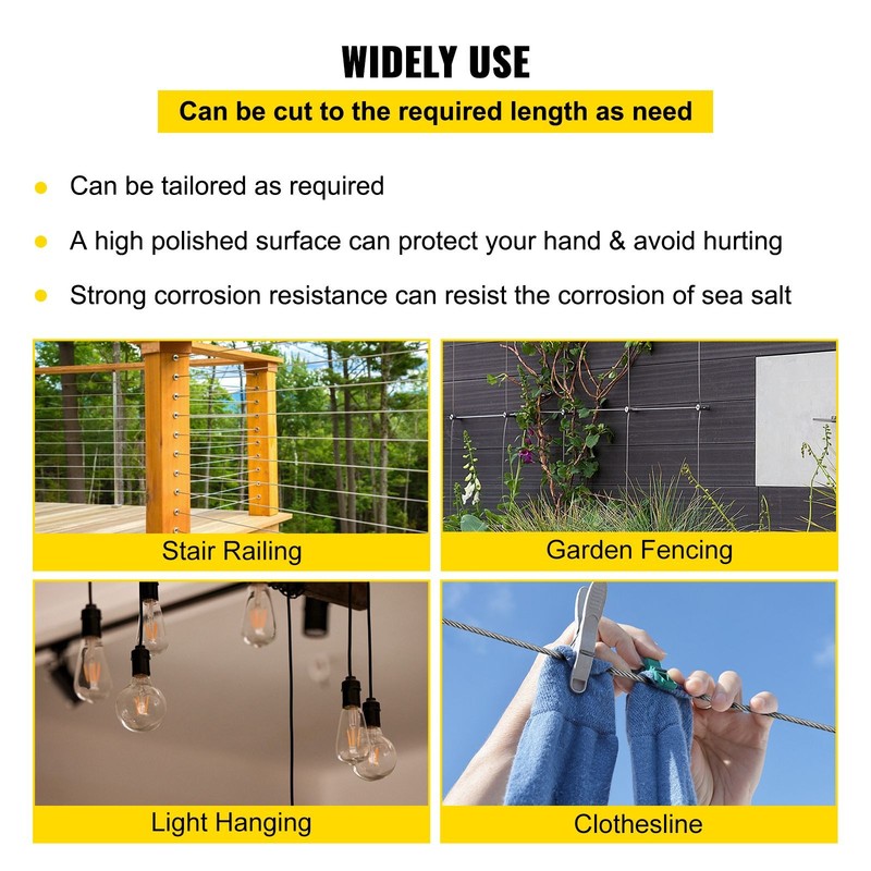 1/ 4" Stainless Steel Cable 200FT, T304 7x19 Tighter Core Cable Railing System gallery