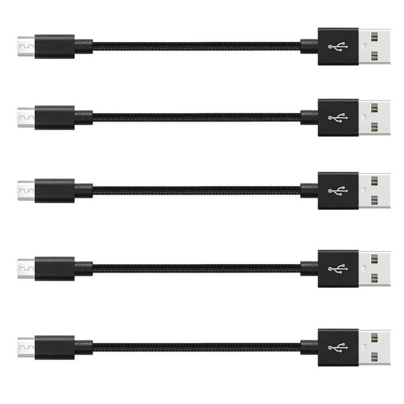 Chargers, Micro USB Nylon Braided Short Cable Fast USB Charging Cord 5 Pack