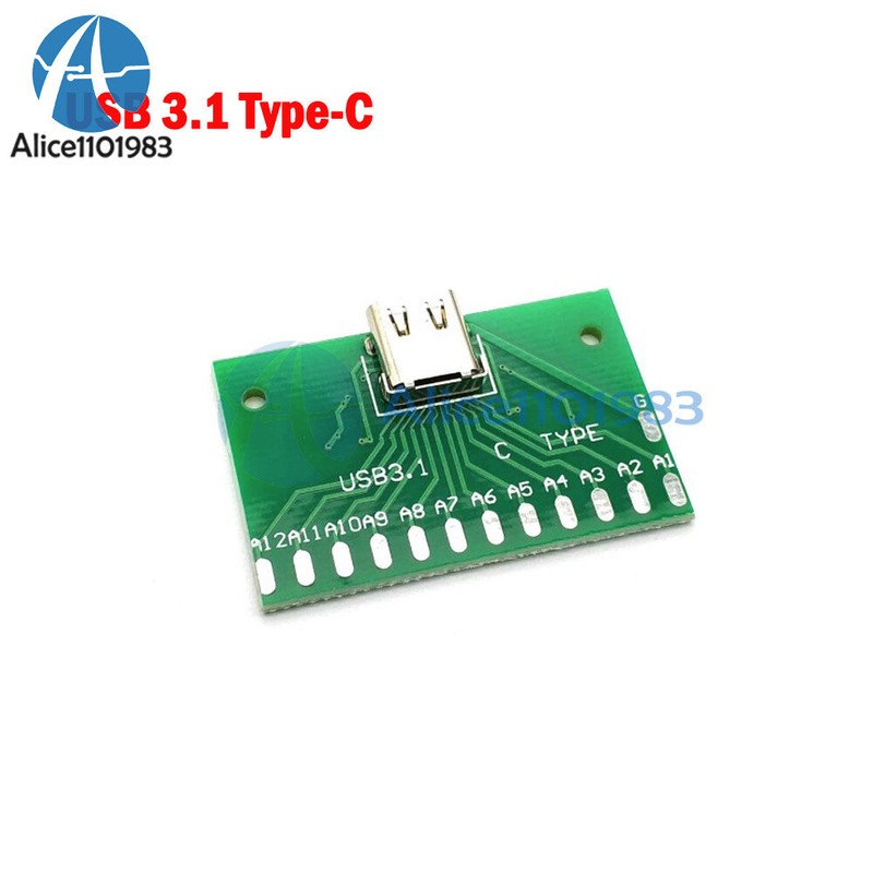 24Pin USB 3.1 Type C Female Plug Socket Connector SMT Type + PCB Board For DIY gallery