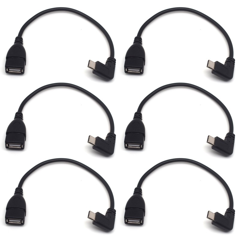 6pcs USB 3.1 Type C Male 90°Right Angled to USB 2.0 A Female OTG Adapter Cable