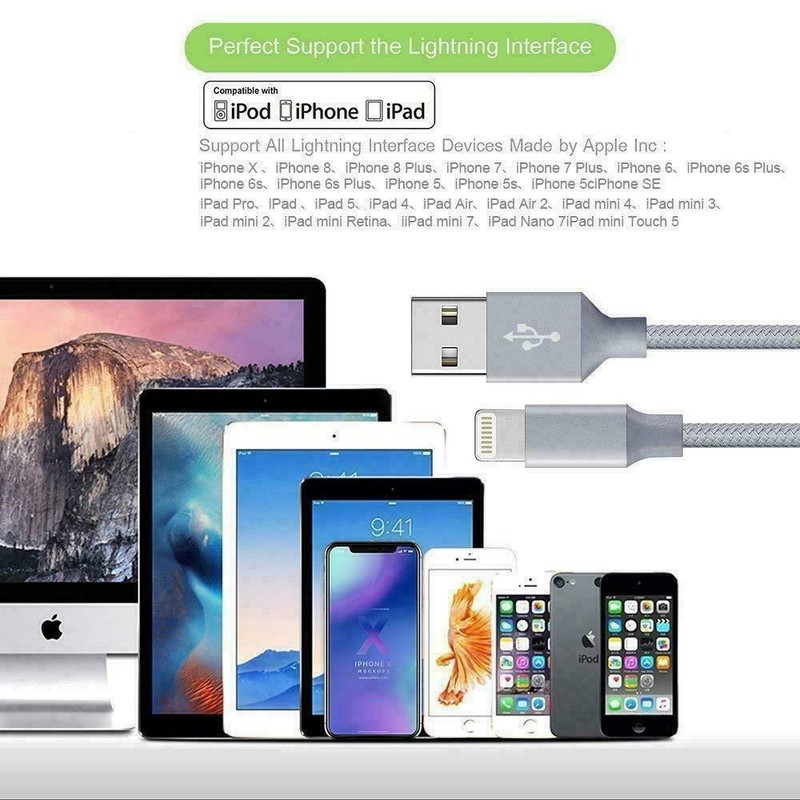 For iPhone 11 12 13 Pro Max 6/10 ft Charging Data Sync Cable Cord 3 Pack gallery