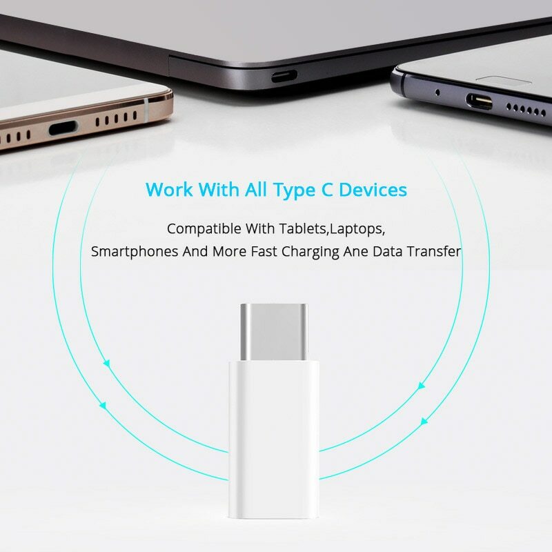 USB Type C Male to Micro USB Female Adapter OTG Converter (Black) Pack of 2 gallery