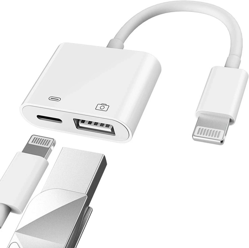 Apple-Certified Lightning Male to USB Female Adapter OTG and Charger Cable for