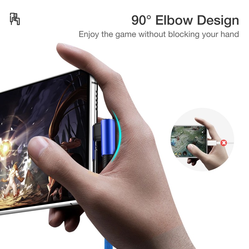90 Degree Right Angle USB A To L Charging Data Cable for iPhone 14 13 12 11 XR 8 gallery