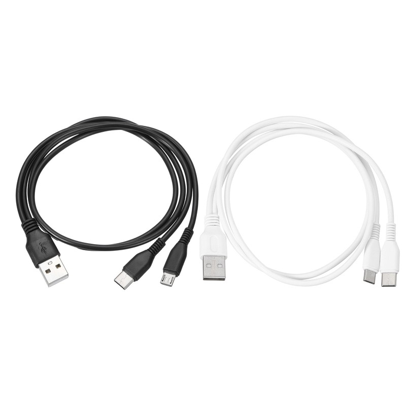 2 Pcs Multi USB A to Micro USB and USB Type C 2 in 1 Splitter 20 Inch, 2Colors
