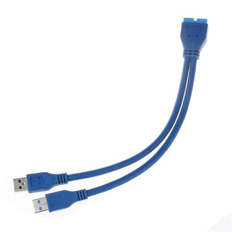 Dual Port USB 3.0 A to 20 Pin Motherboard Extension Cable Adapter 5Gbps