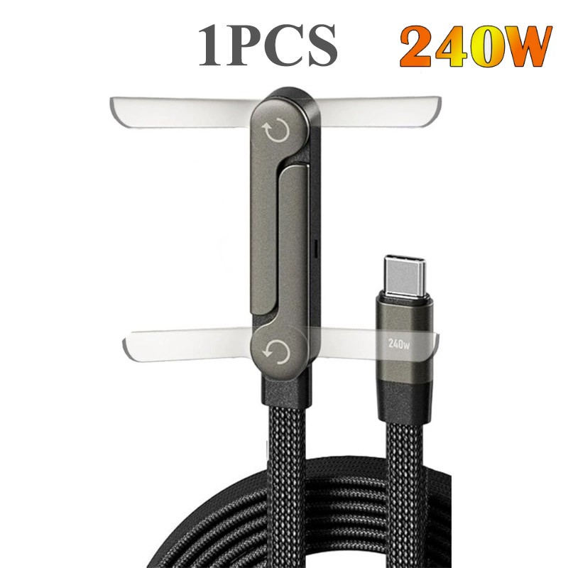 240w Fast Charging Foldable Bracket Data Cablewith Built-in Holder Black HO T