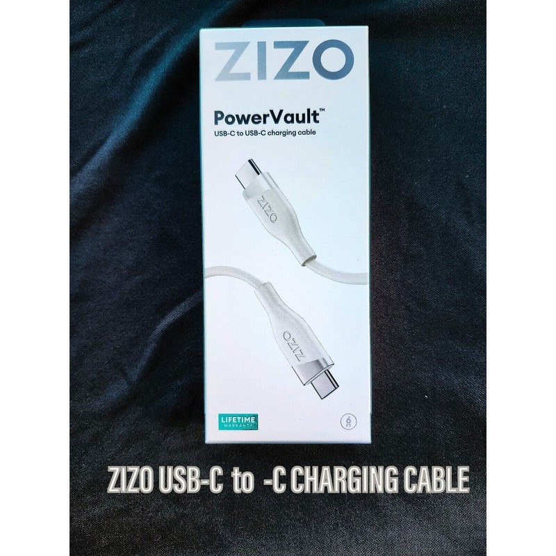 ZIZO POWERVAULT WHITE CABLE USB-C TO USB-C FAST CHARGING CABLE 6FT
