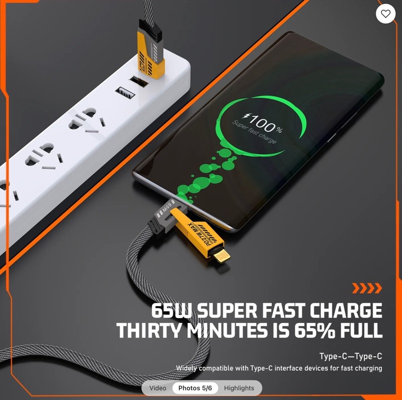 4in1 High Quality PD Fast Charging Data Cable For Android iPhone USB A, USB C gallery