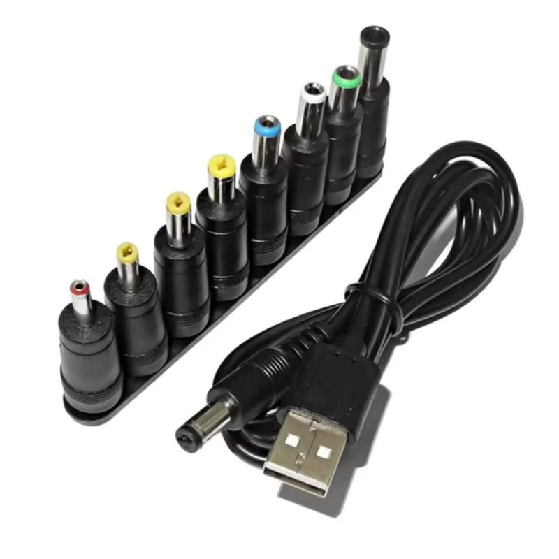Universal Power Cable USB to DC 5.5 * 2.1mm Jack 5V Charging Cord 8 in 1 Connect gallery