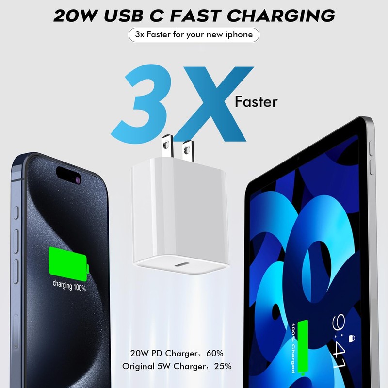 For iPhone Air 17 16 15 Pro Samsung 20W Fast Charger Adapter USB-C Type-C Cable gallery