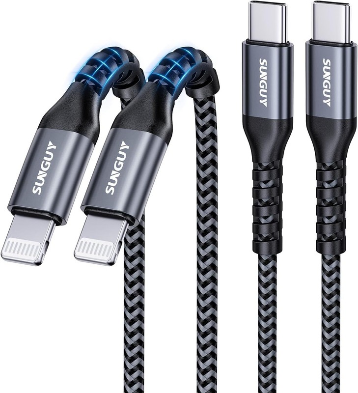 USB-C to Lightning Cable 2FT, 2-Pack [MFi Certified] iPhone Fast Grey