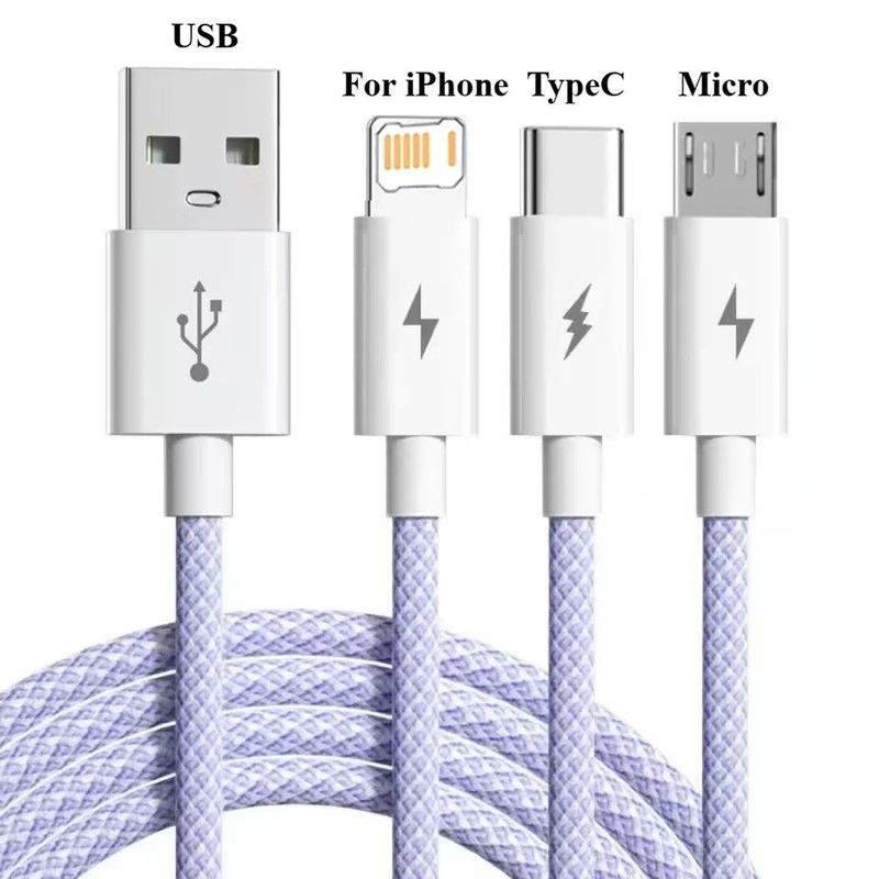 6A 3-in-1 USB Type C Cable 66W Super Fast Charging Cord For Huawei Xiaomi Redmi gallery