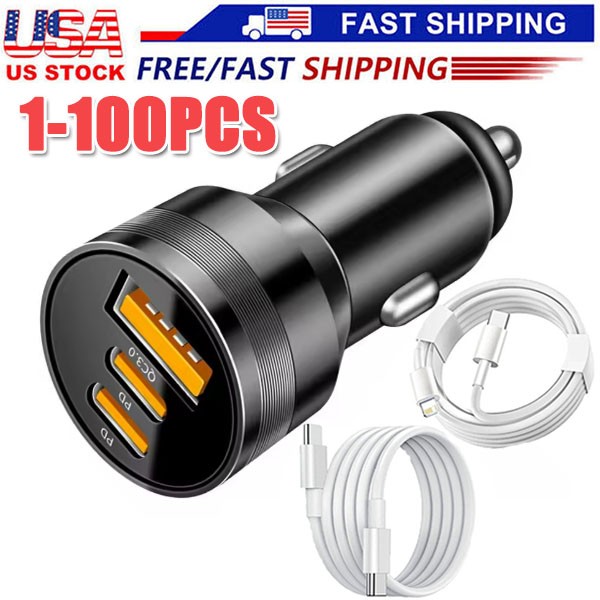 Dual USB PD Type-C Car Charger 30W Fast Adapter iPhone 16 15 14 13 11Pro Max lot
