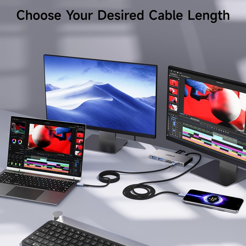 USB C Data Cable 40Gbps,Long USB c to USB c Cable Braided,USB 4 Cable for Thu... gallery