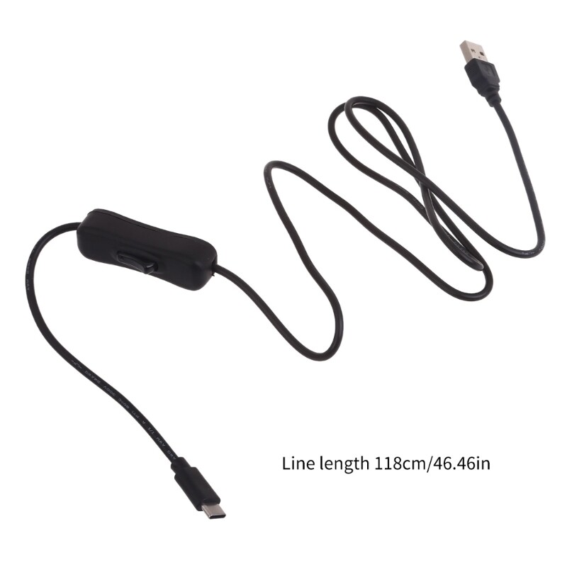 USB Type C With ON/OFF Switches Power Button 118cm Charging Extension Cable gallery