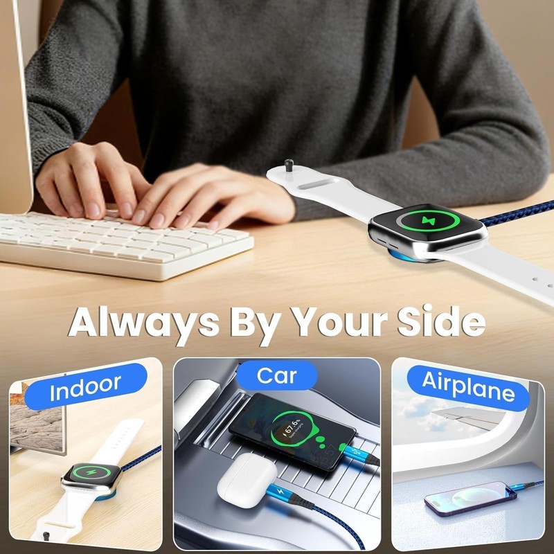 4-in-2 Multi Charging Cable with Dual Type-C Ports - 5FT for iPhones & iWatch gallery
