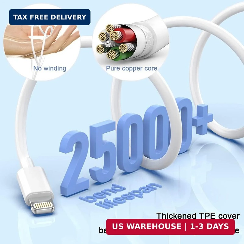 iPhone Charger 10FT, [Apple MFi Certified] 2-Pack Long Fast Charging Lightning C gallery