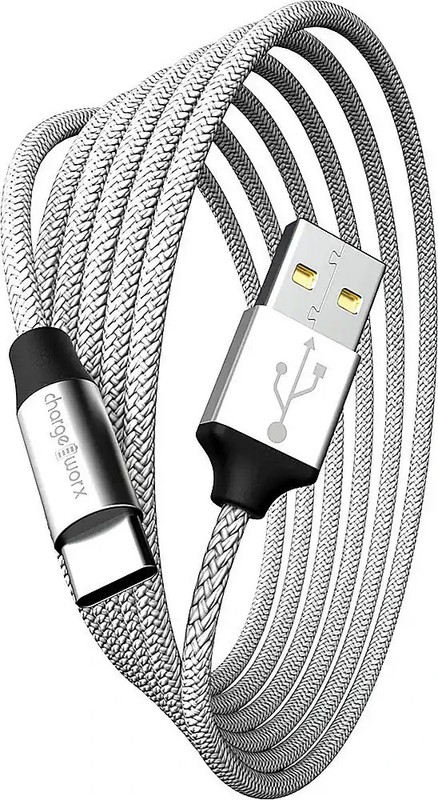 Chargeworx – 10′ USB to USB-C Cable – Silver