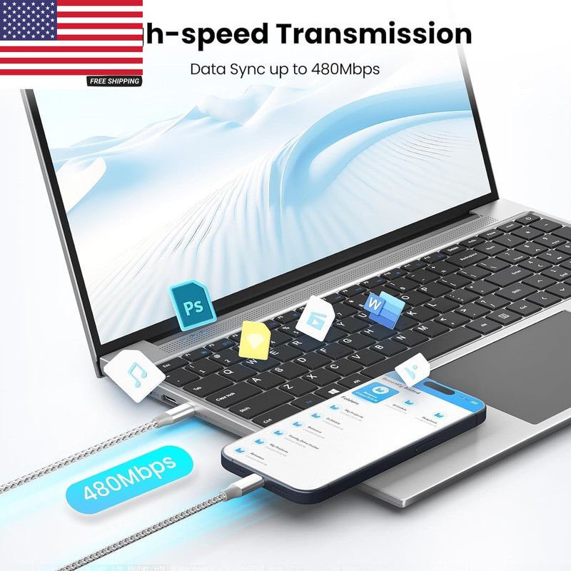 USB C Cable，3 Pack 10FT 60W Fast Charging USB C to USB C Cable, Durable Type C C gallery