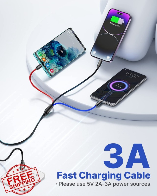 Aioneus 3 in 1 Multi USB Cable 4FT 2PK Black gallery