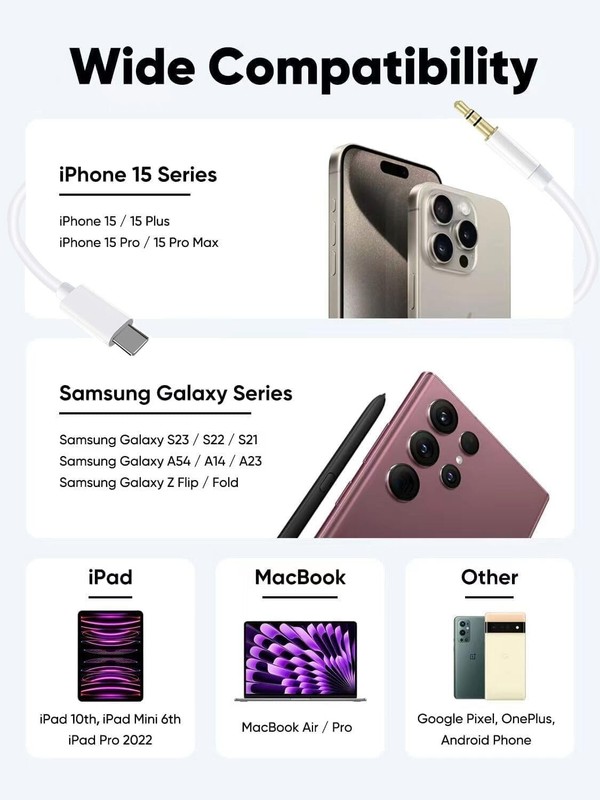 [Apple Mfi Certified] Aux Cord for Iphone 17 16 15, 3.3Ft USB C to 3.5 Mm Aux Au gallery