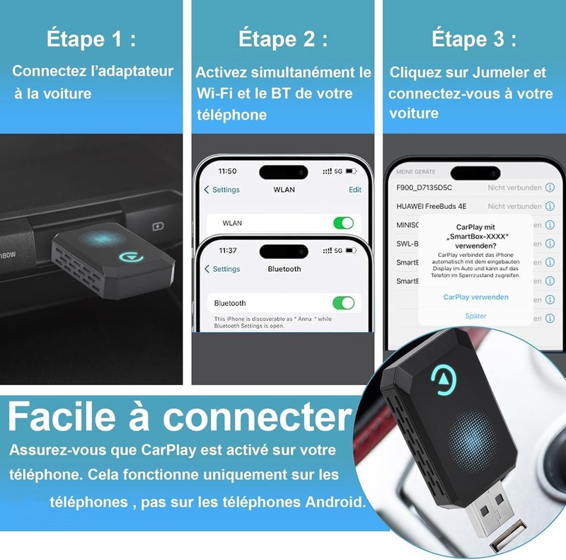 Wireless Carplay Adapter, Convert Wired to Wireless CarPlay, Compatible with ... gallery