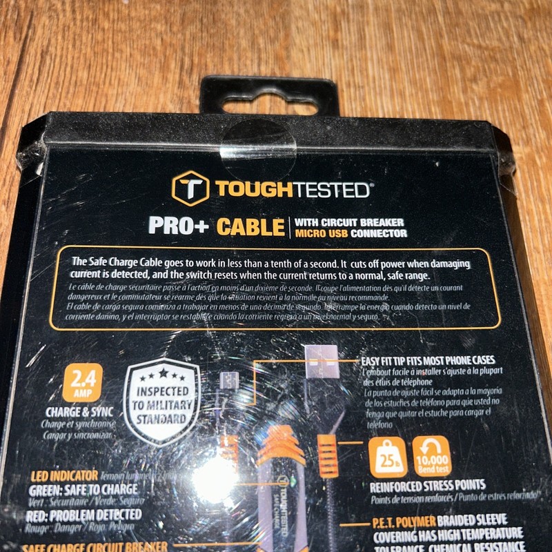 ToughTested Pro+ Safe Charge Micro USB Cable 4ft w/ Circuit Breaker QC2.0 gallery