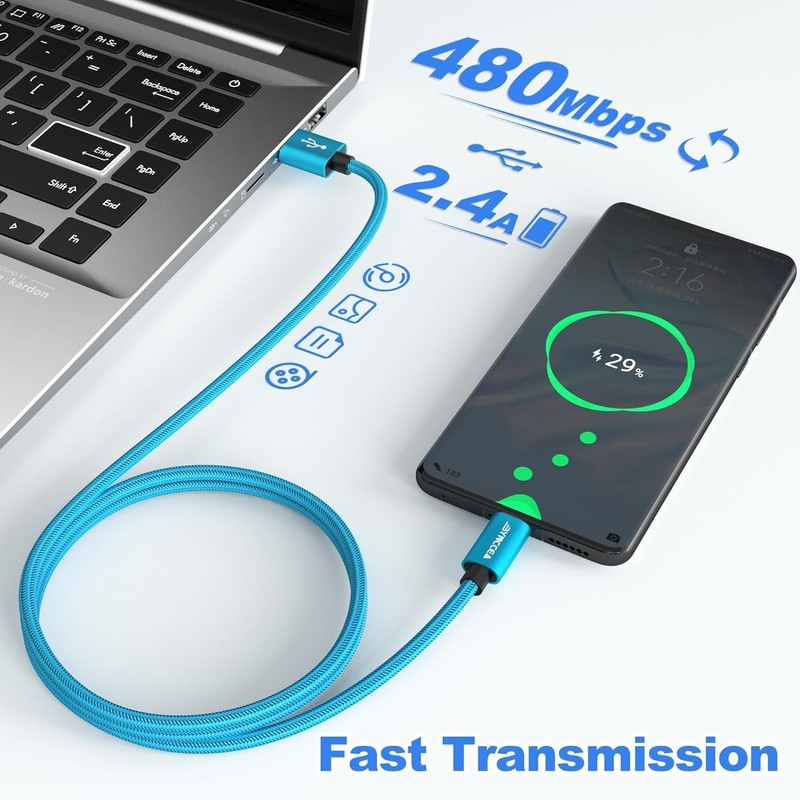 Extra Long USB C Cable 10FT - 5 Pack Durable & Fast Charging for All Devices gallery