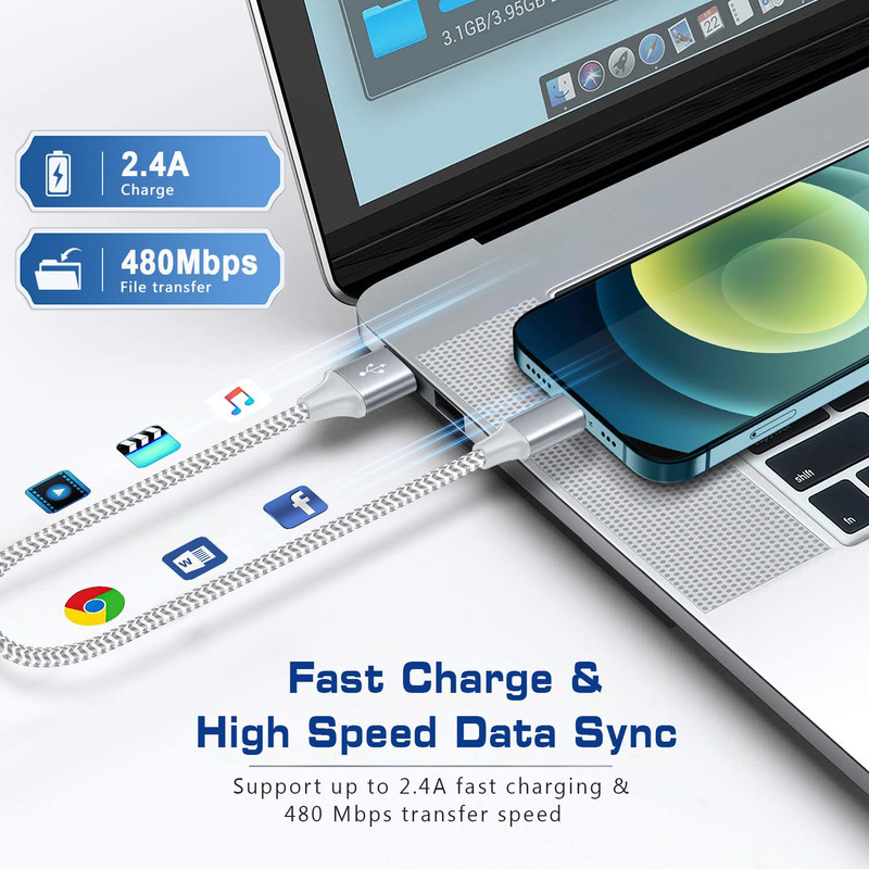 [Apple Mfi Certified] Short Iphone Charger 1Ft 2Pack,Usb a to Lightning Cord gallery