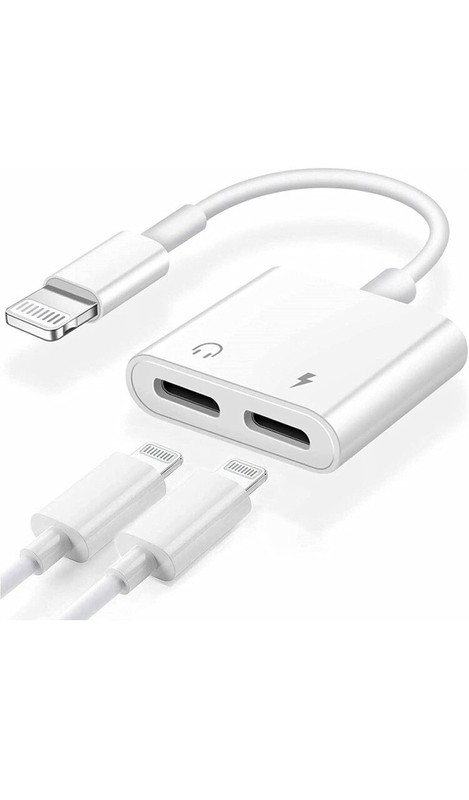 3 Pack 2 in 1 Dual Adapter Headphone & Charger iPhone 8 PLUS X XS XR 11 12 13 gallery