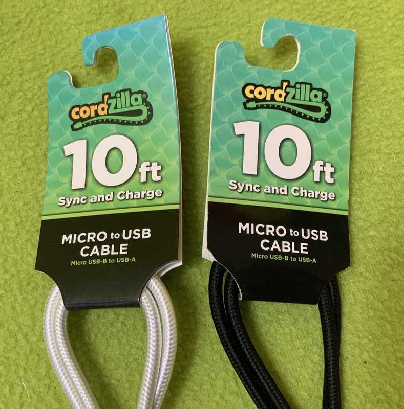 Cordzilla "Sync and Charge" Micro to USB 10 foot Cable 1 White + 1 Black Lot (2) gallery