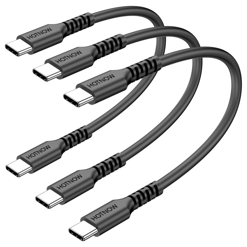 HOTNOW Short USB C to C Cable 0.5FT 3Pack, 6inch 0.5 FT (Regular), Black