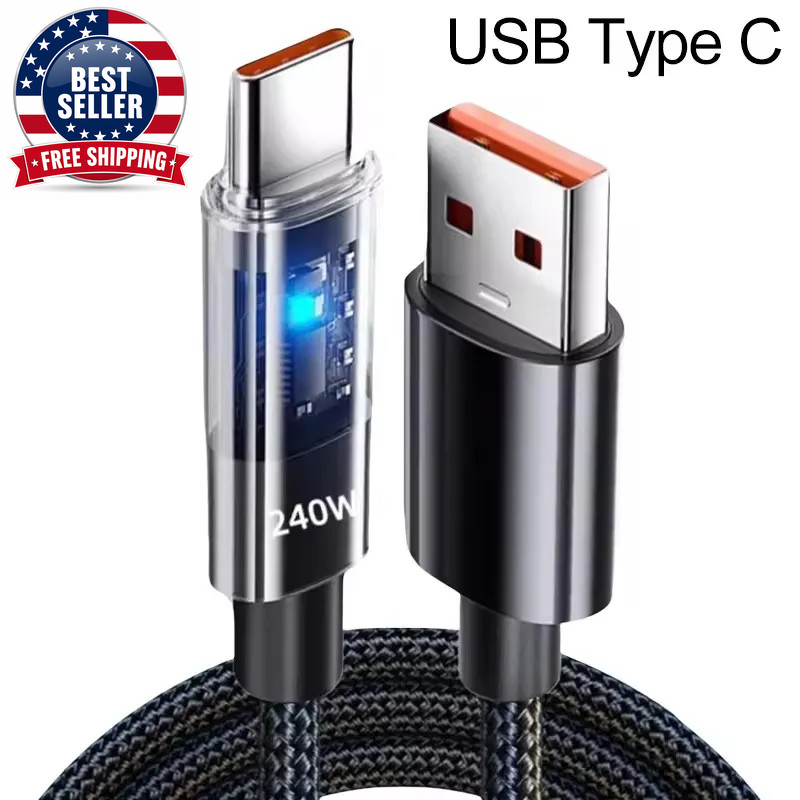 240W Dual Charging Line Type-C USB C to Type C Cable Fast Charging Nylon Braided