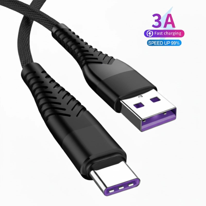 USB A to Type C Cable 6A 100W Fast Charger Braided Long Lead 0.25M 1M 2M 3M