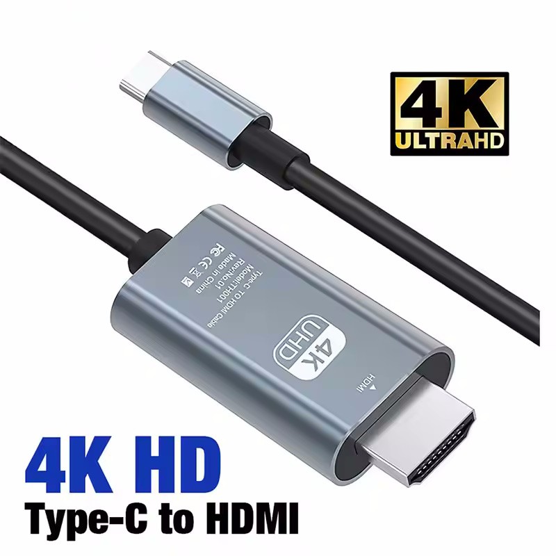 4K USB C Type C to HDMI Mirroring Cable HDTV Cord For iPhoneAir 17 16 15 Samsung