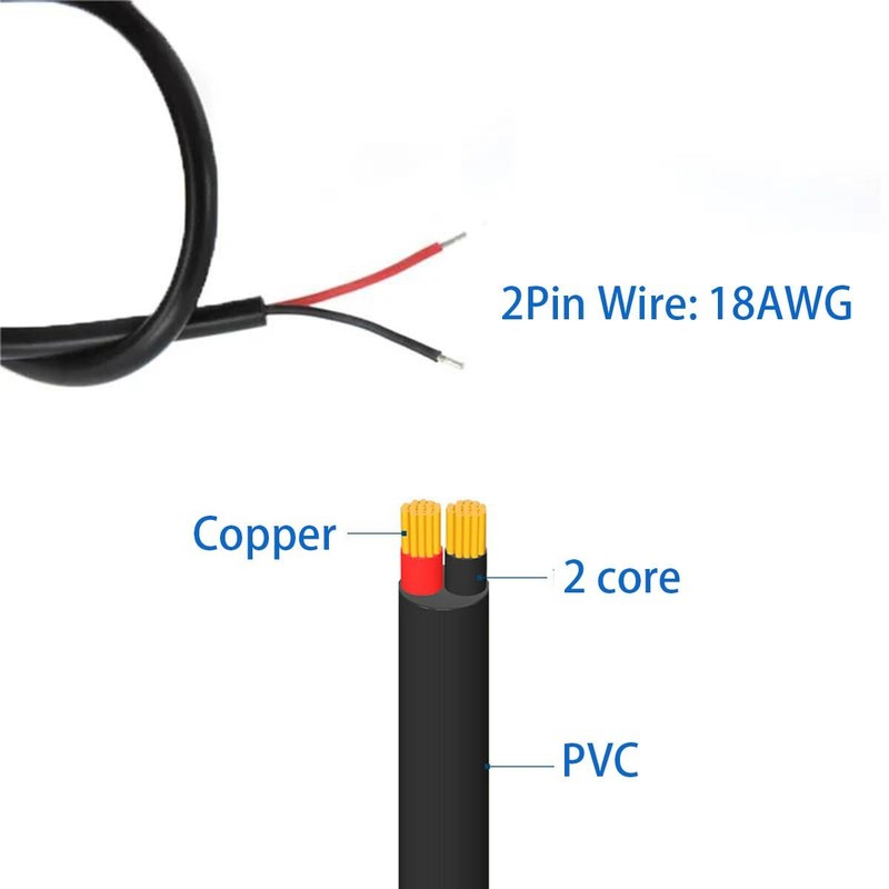 2Pcs 1Ft 18AWG USB 2.0 Male 2Pin Pigtail Cable 6A 5V USB A 2 Core Bare Wire O... gallery