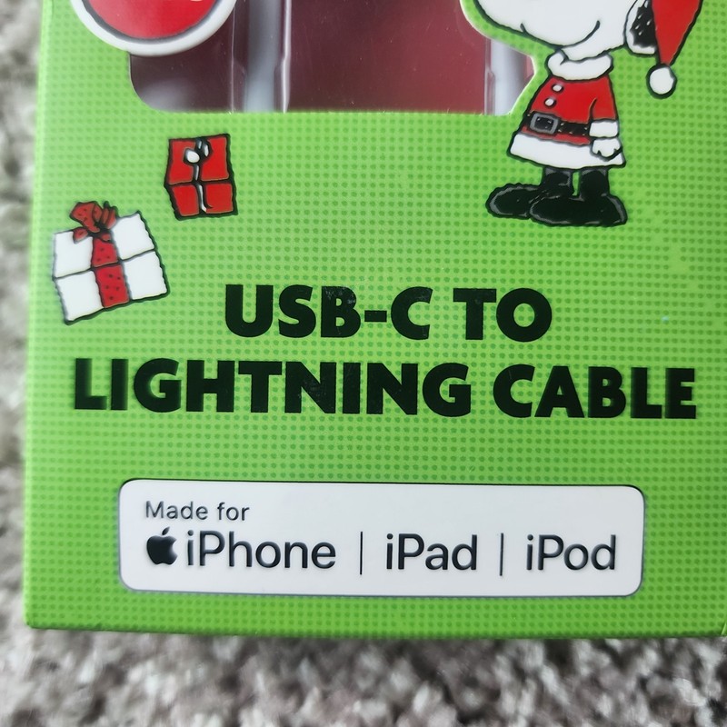 Peanuts Snoopy 4Ft USB-C To USBC Charger Cable Devices Holidays Christmas NIB gallery