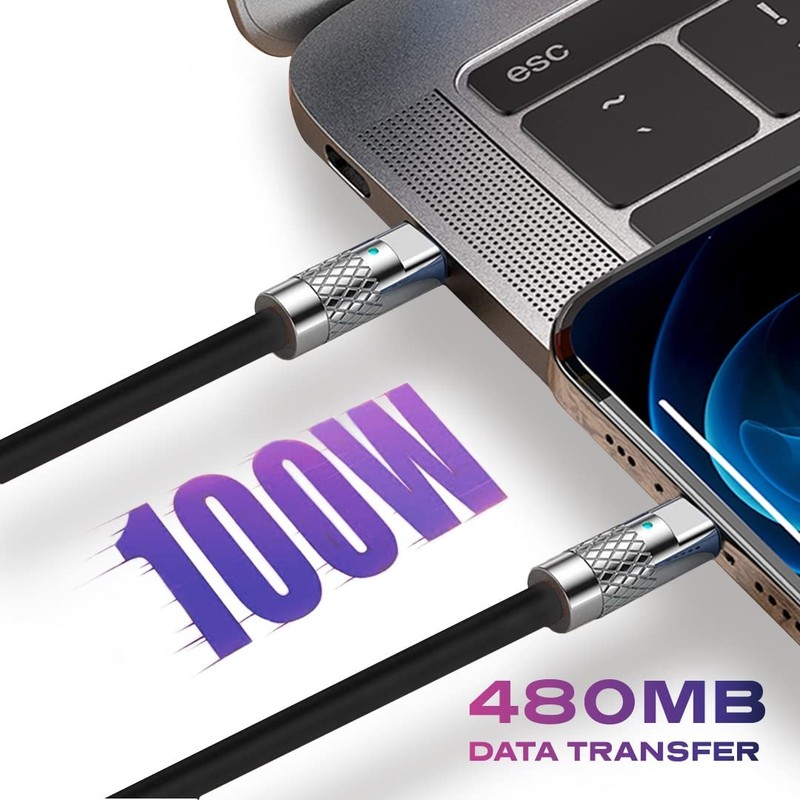 6FT/2M Black TsumoCharge USB C to USB C Cable 100W Fast Charging Silicone gallery
