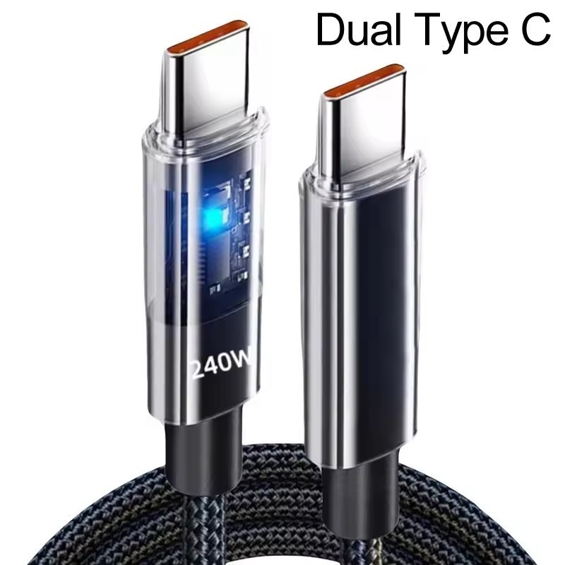 240W USB C Fast Charging Cable LED Display Type C Charger Cord for Samsung Xiaom