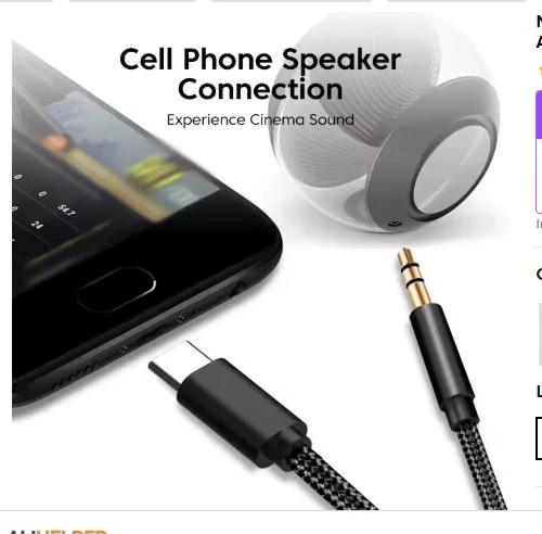 Type C to Aux Cable USB Type-C Male To 3.5mm Cord Car AUX Music Audio Adapter gallery