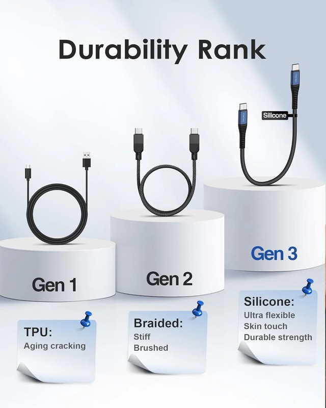 Short USB C to USB C Cable 6 inch 3 Pack, Silicone 60W Fast Charging Cord Type-C gallery