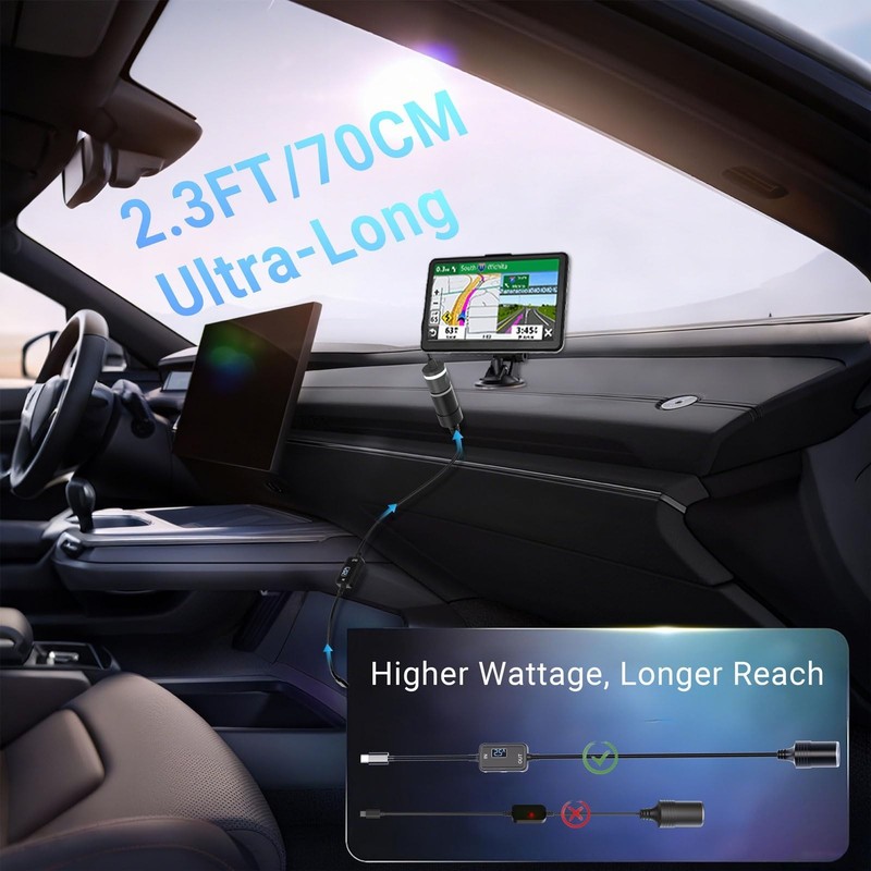 USB C to 12V Cigarette Lighter Adapter, 36W Type C Power Converter for Dash Cam, gallery