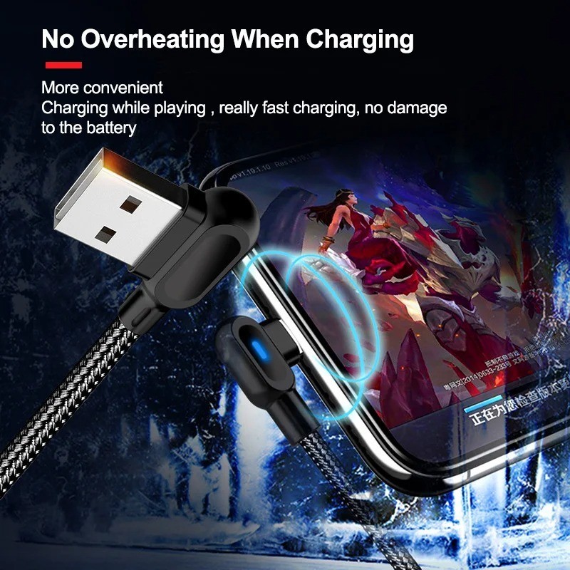 90° Elbow Phone Charger Cable Fast Charging Type-C & Micro USB for iPhone gallery