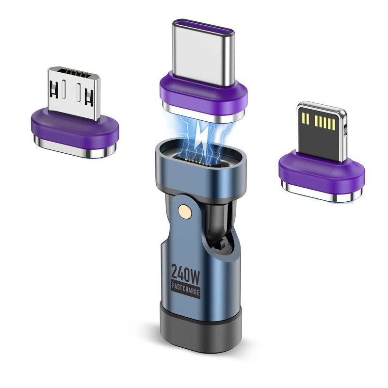Fast Charging Type C Converter Uslion 240w Magnetic USB C Adapter 180° Rotation gallery