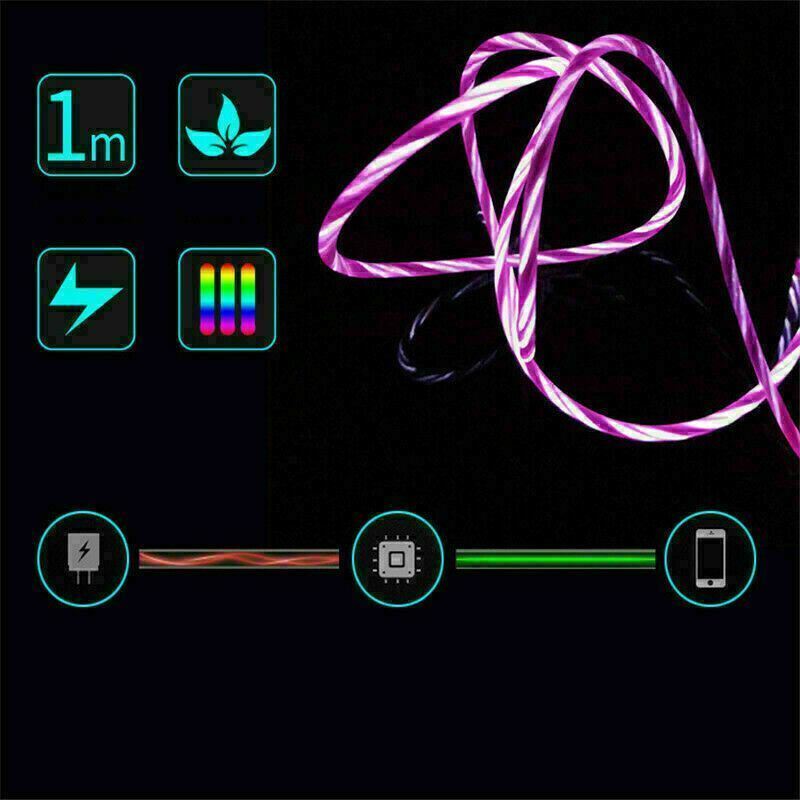 LED flowing Light Up USB Sync Type-C For iPhone Charger Data Cable Charging Cord gallery