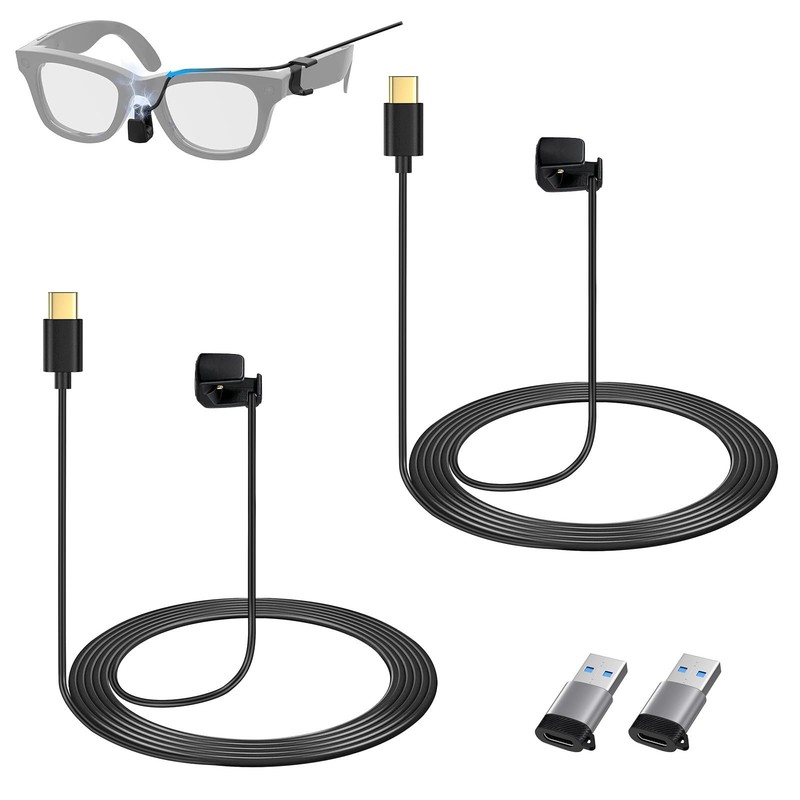 2-Pack USB C Charging Cable for Smart Glasses, Magnetic Cord & USB Adapter, 4ft gallery