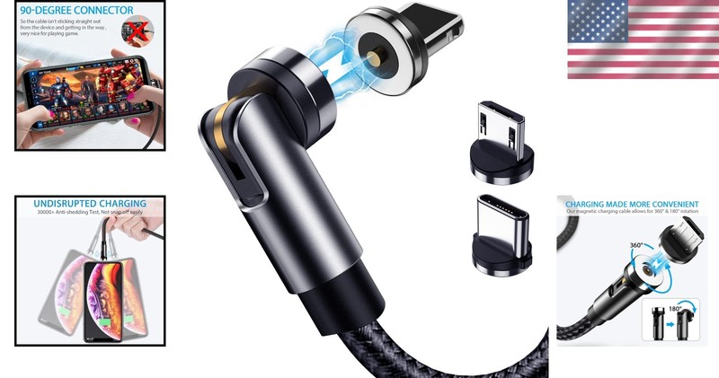 Nylon-Braided Magnetic Charging Cables - 5-Pack, Multipurpose Lengths & Tips gallery